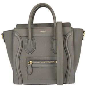 Celine Gray Leather Nano Luggage 2way Tote Bag S-AT-4117 S-CU-4127 126308